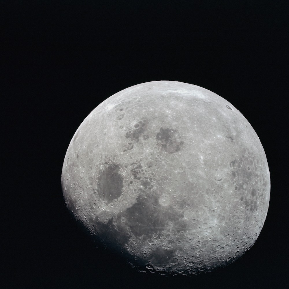 The nearly full Moon photographed by the Apollo 8 crew
